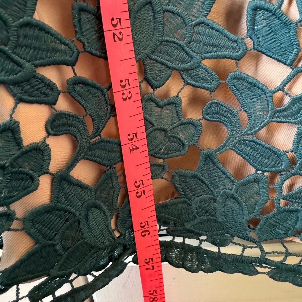 Teal Lace Wide-Leg Jumpsuit with Black Waist - Picture 10 of 11